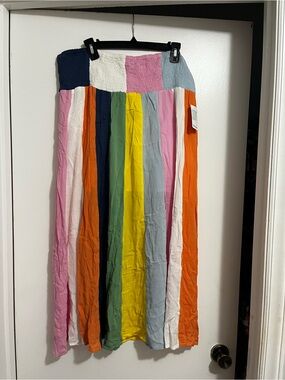 Multicolor Striped Maxi Skirt - Vibrant Rainbow Panels Brand New with tags